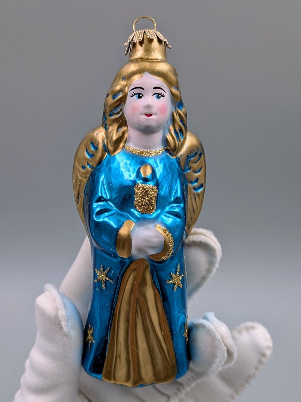 Vintage Lauscha Glas German Glass Angel Ornament with Original Box